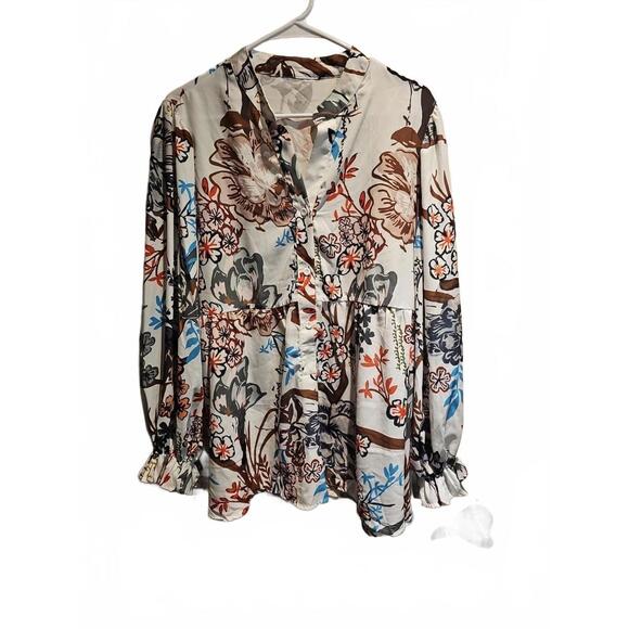 Boutique Peasant Style Boho Floral Top Size XL - Picture 1 of 9